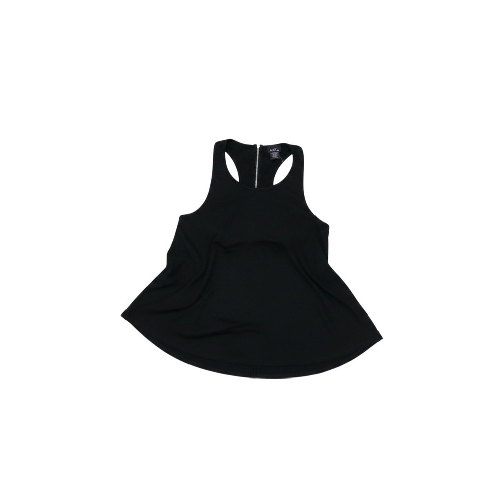 rue21 Tank Top Womens Medium Black NWT Ribbed Racerback Zip Babydoll 5865
